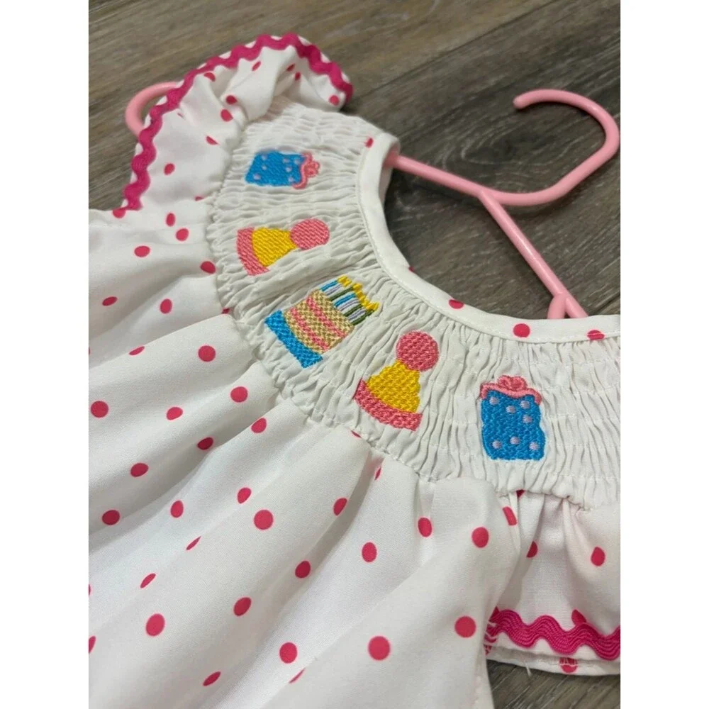 Birthday Party Smocked Bubble Romper Size 3/6 Months